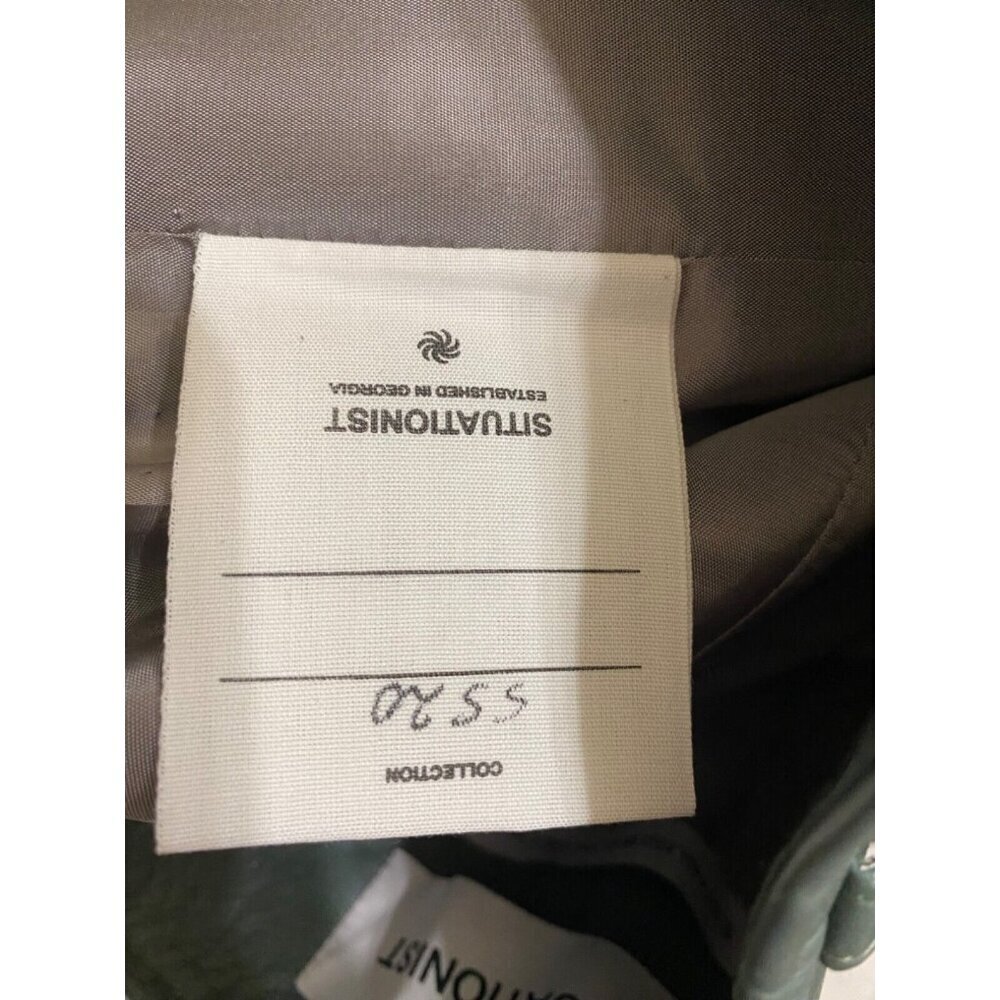 Situationist 44 Dark Green Grey Leather Shorts Western Style Pleats Long - Picture 12 of 13